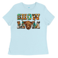 Baby Blue show mom scottish cattle Ladies Tee - BarkalooDesign