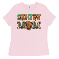 Bubblegum Pink show mom scottish cattle Ladies Tee - BarkalooDesign