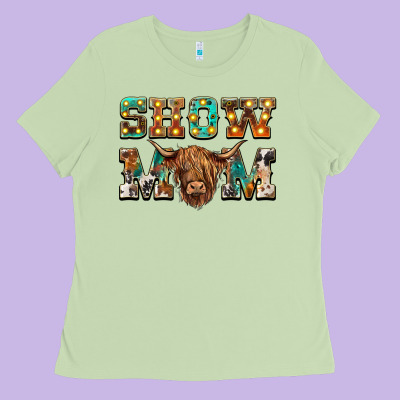 Show Mom Scottish Cattle Ladies Tee Designed By Barkaloodesign