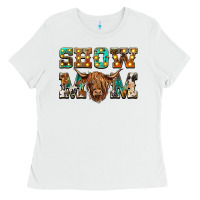White show mom scottish cattle Ladies Tee - BarkalooDesign