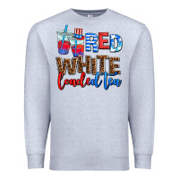 Heather Grey red whıte loaded tea Premium Sweatshirt - AdoDesignShop