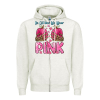 Oatmeal Heather in october we wear pink Zipper Hoodie - Zillion Design Studio