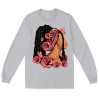 Moon Dust Pink roses afro woman Long Sleeve Tee - RanaPortraitStore