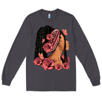 Smoke Pink roses afro woman Long Sleeve Tee - RanaPortraitStore