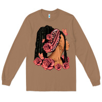 Toasted Coconut Pink roses afro woman Long Sleeve Tee - RanaPortraitStore