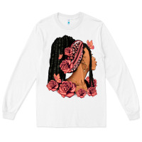 White Pink roses afro woman Long Sleeve Tee - RanaPortraitStore