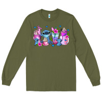 Army Green stitch coffee cups Long Sleeve Tee - AdoDesignShop