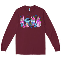 Burgundy stitch coffee cups Long Sleeve Tee - AdoDesignShop