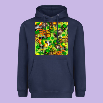 St. Patrick's Donkey With Shamrock Seamless Heavyweight Hoodie Designed By Fadigitalartstudio
