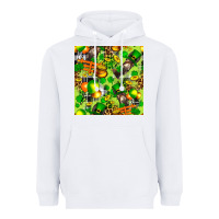 White St. Patrick's Donkey With Shamrock Seamless Heavyweight Hoodie - FaDigitalArtStudio