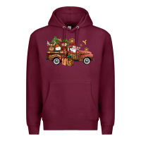 Burgundy Christmas Truck Elf Santa snowman reindeer Premium Hoodie - NancyCooperArtShop