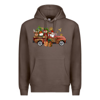 Coffee Christmas Truck Elf Santa snowman reindeer Premium Hoodie - NancyCooperArtShop