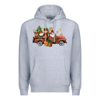 Heather Grey Christmas Truck Elf Santa snowman reindeer Premium Hoodie - NancyCooperArtShop