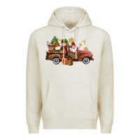 Oatmeal Heather Christmas Truck Elf Santa snowman reindeer Premium Hoodie - NancyCooperArtShop