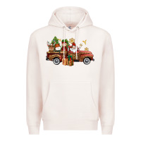 Pale Pink Christmas Truck Elf Santa snowman reindeer Premium Hoodie - NancyCooperArtShop