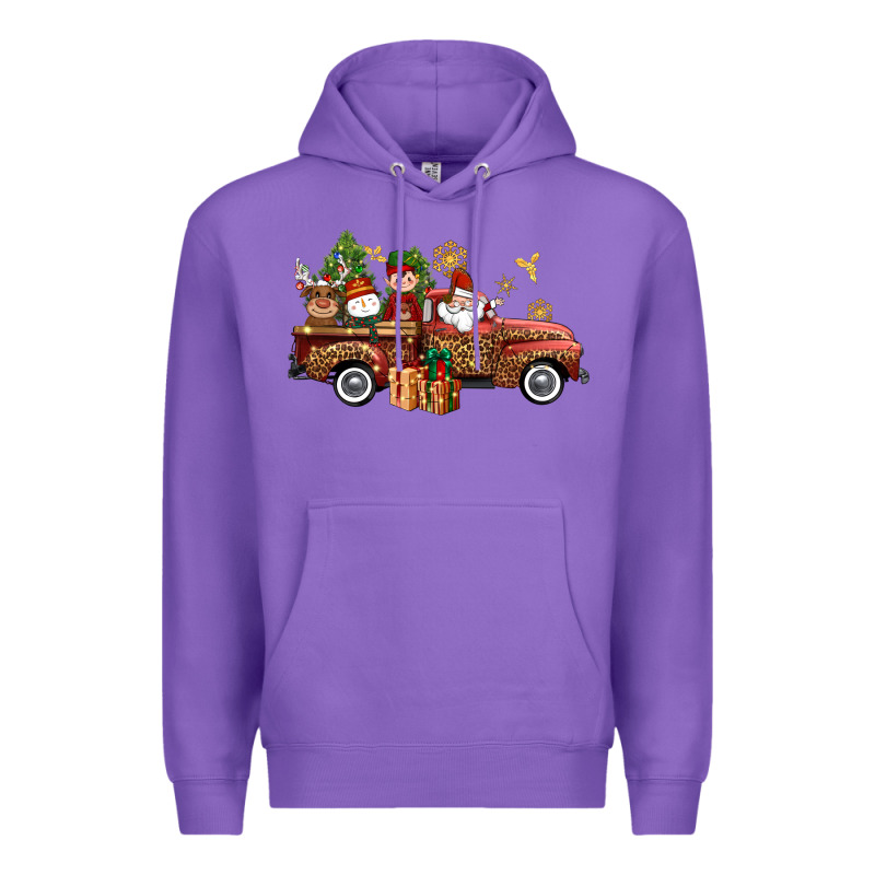 Christmas Truck Elf Santa Snowman Reindeer Premium Hoodie by NancyCooperArtShop | Teevron