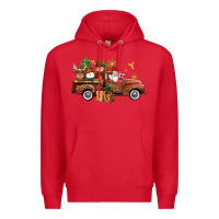 Red Christmas Truck Elf Santa snowman reindeer Premium Hoodie - NancyCooperArtShop