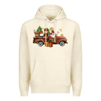 Sandshell Christmas Truck Elf Santa snowman reindeer Premium Hoodie - NancyCooperArtShop