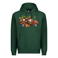 Sports Green Christmas Truck Elf Santa snowman reindeer Premium Hoodie - NancyCooperArtShop