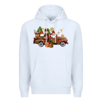 White Christmas Truck Elf Santa snowman reindeer Premium Hoodie - NancyCooperArtShop