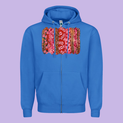 Valentine's Day Xoxo Brushstroke Zipper Hoodie Designed By Ranaportraitstore