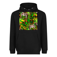 Black St. Patrick's Donkey With Leprechaun Hat Seamless Heavyweight Hoodie - FaDigitalArtStudio