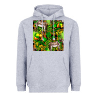Heather Grey St. Patrick's Donkey With Leprechaun Hat Seamless Heavyweight Hoodie - FaDigitalArtStudio