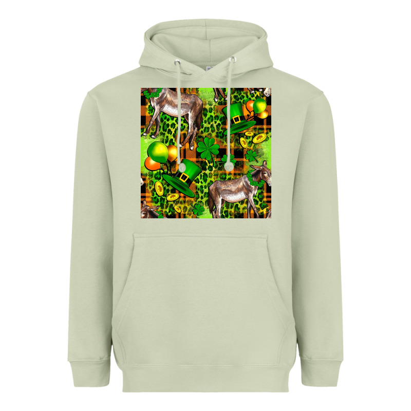 St. Patrick's Donkey With Leprechaun Hat Seamless Heavyweight Hoodie by FaDigitalArtStudio | Teevron