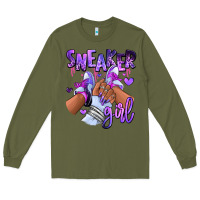 Army Green Purple galaxy sneaker girl Long Sleeve Tee - RanaPortraitStore