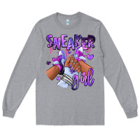 Heather Grey Purple galaxy sneaker girl Long Sleeve Tee - RanaPortraitStore