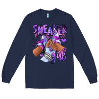 Navy Purple galaxy sneaker girl Long Sleeve Tee - RanaPortraitStore