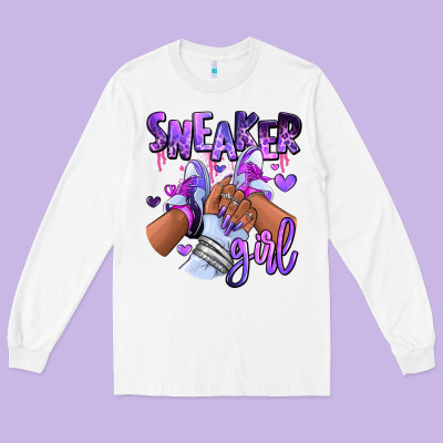 Long Sleeve Tee Purple galaxy sneaker girl