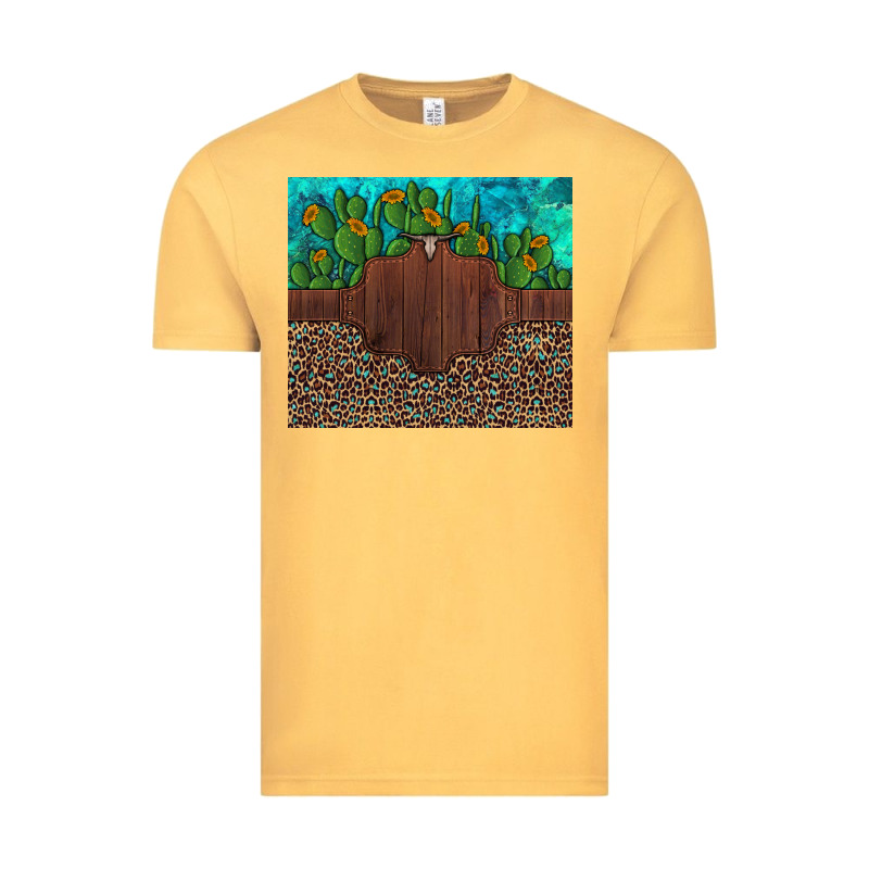 Custom Cactus And Sunflowers Leopard Turquoise Vintage Tee by Artiststas | Teevron