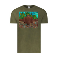 Vintage Olive custom cactus and sunflowers leopard turquoise Vintage Tee - Artiststas