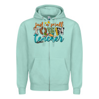 Seafoam just a small town teacher Zipper Hoodie - texasbilliewilder