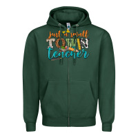 Sports Green just a small town teacher Zipper Hoodie - texasbilliewilder
