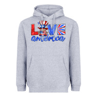 Heather Grey love america gnome Heavyweight Hoodie - HRA Design Shop