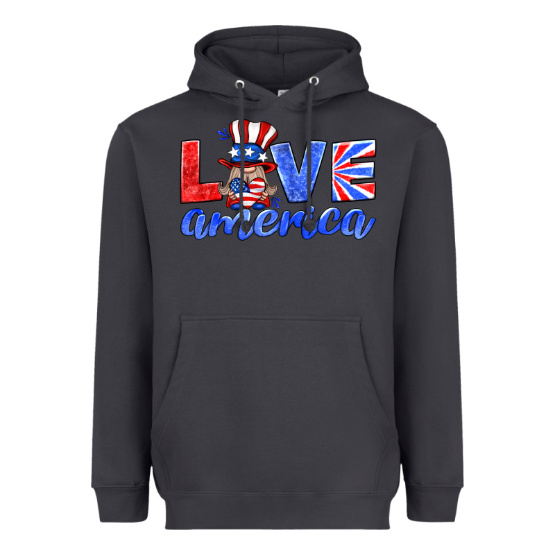 Love America Gnome Heavyweight Hoodie by HRA Design Shop | Teevron