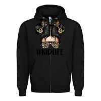Black kid life leopard messy bun Zipper Hoodie - texasbilliewilder
