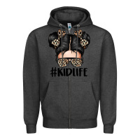 Charcoal Heather kid life leopard messy bun Zipper Hoodie - texasbilliewilder