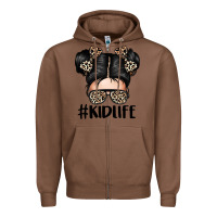 Chestnut kid life leopard messy bun Zipper Hoodie - texasbilliewilder