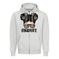 Dove Grey kid life leopard messy bun Zipper Hoodie - texasbilliewilder