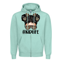 Kid Life Leopard Messy Bun Zipper Hoodie | Teevron