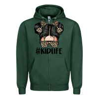 Sports Green kid life leopard messy bun Zipper Hoodie - texasbilliewilder