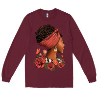 Burgundy She who kneels before god can stand before anyone Long Sleeve Tee - RanaPortraitStore