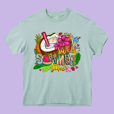 Summer Time Heavy Core Tee Designed By Cowhidedigitalart