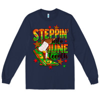Navy Steppin' into Juneteenth Long Sleeve Tee - RanaPortraitStore