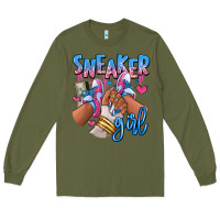 Army Green Sneaker girl afro woman Long Sleeve Tee - RanaPortraitStore