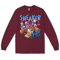 Burgundy Sneaker girl afro woman Long Sleeve Tee - RanaPortraitStore