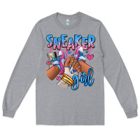 Heather Grey Sneaker girl afro woman Long Sleeve Tee - RanaPortraitStore
